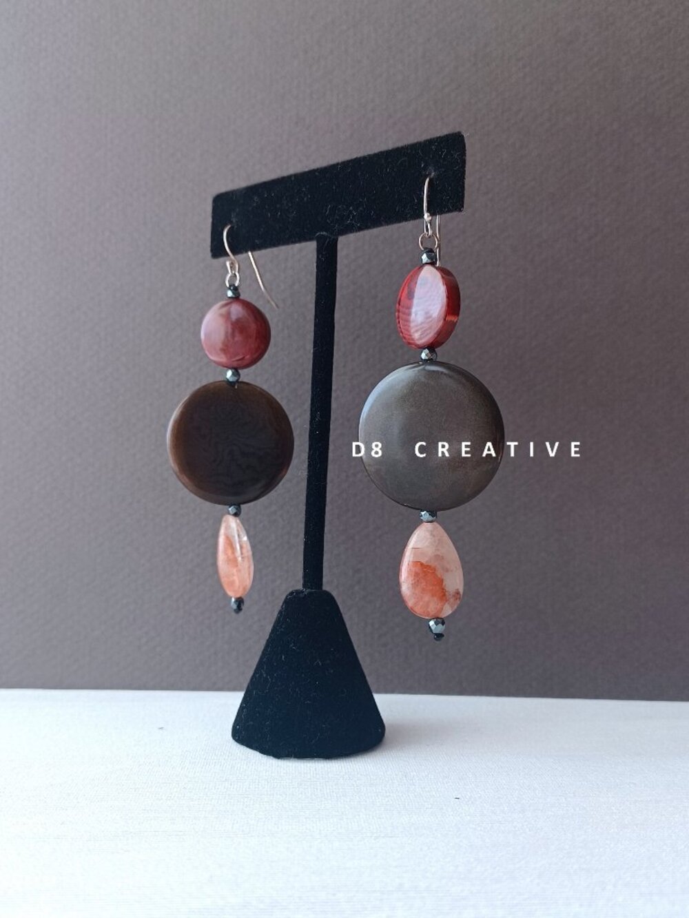 New women's vegetable Ivory with quartz and sterling silver hanging earring